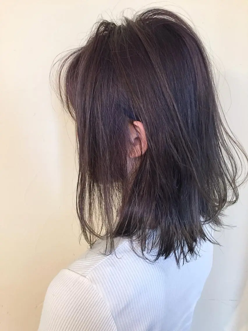 ミディアム カット ヘアカラー 韓国レイヤー外国人風 透明感カラー髪質改善のヘアスタイル
