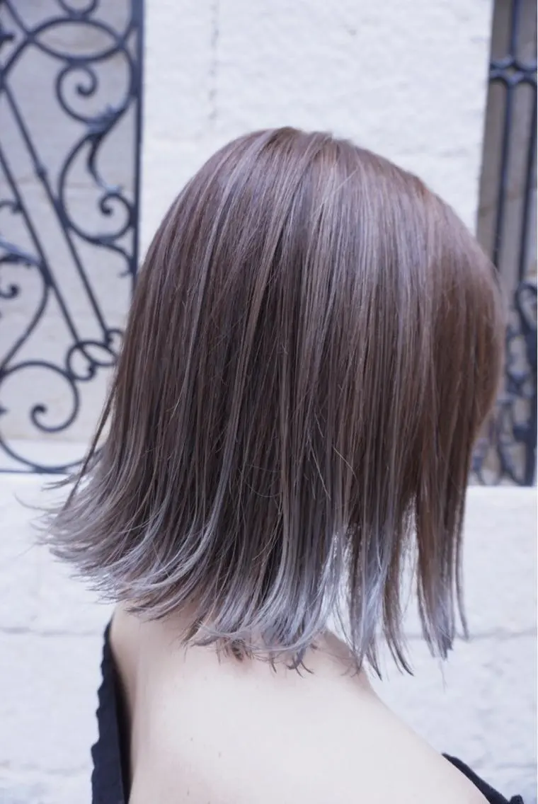 ショート カラー 透明感カラー ハイライトカラー ラベンダーカラー ラベンダーグレー ハイライト 鍋田 和見のヘアスタイル