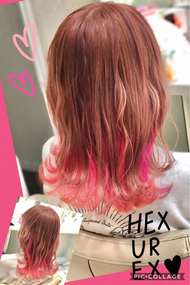 セミロング カラー ヘアアレンジ ベージュカラー ブリーチ ケアブリーチ イルミナカラー ピンクカラー ヘアカラー エクステ 永島 桜のヘアスタイル