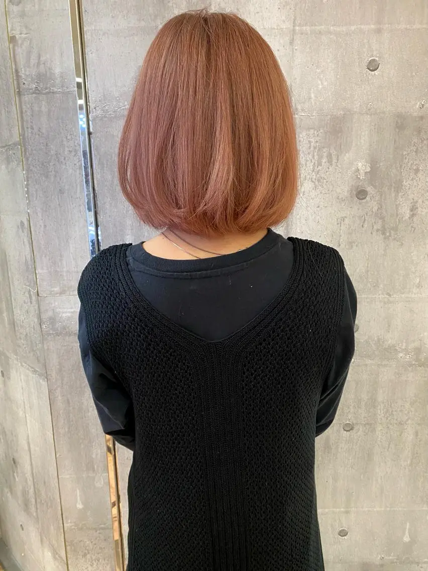 ミディアム カラー ベージュカラー ブリーチ ピンクカラー ピンクベージュ カット ヘアカラー トリートメント 田室 和幸のヘアスタイル