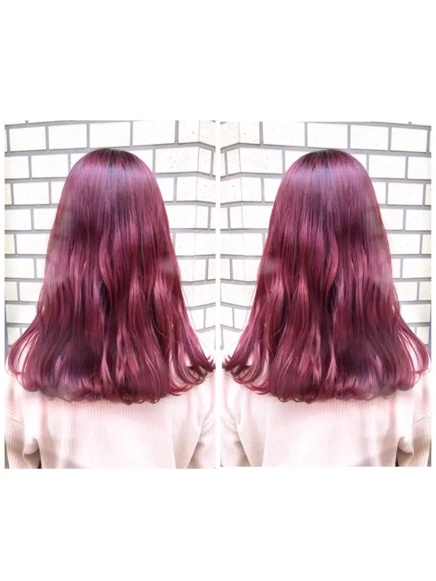 セミロング カラー ピンクカラー ピンクパープル パープルカラー ヘアカラー ブリーチ/髪質改善 🍀MASAKiのヘアスタイル