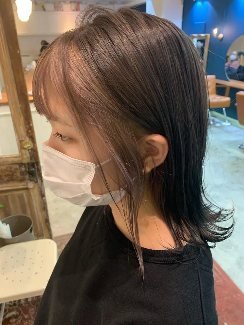 ミディアム カラー ヘアアレンジ グレージュ ラベンダーカラー ラベンダーグレージュ ラベンダーグレー シルバー ヘアカラー トリートメント 山崎 澪 レイヤーカット/大宮のヘアスタイル