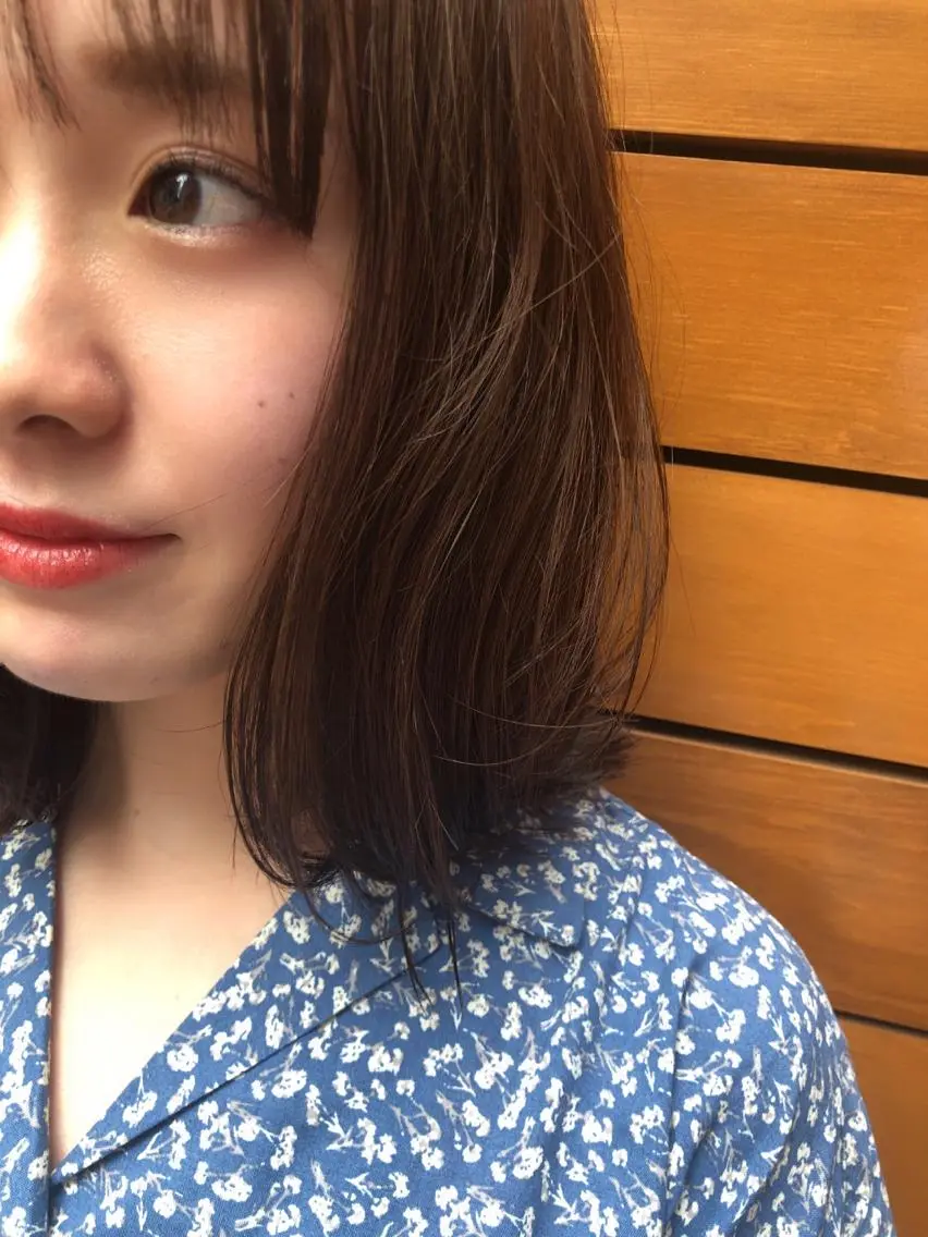 ミディアム 切りっぱなしボブ ミディアムパーマ ボブ 外国人風カラー ハイライト ショート職人 美容師【KENTA】のヘアスタイル