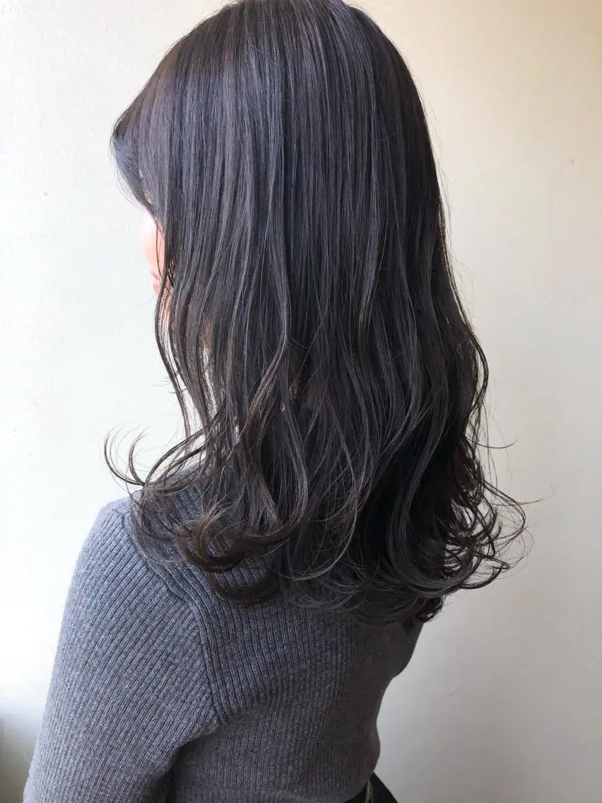 セミロング カラー アッシュ 透明感カラー バイオレットカラー ヘアカラー トリートメント 🌻韓国風ヘア🌻 ✨🌷ナナコ🌷のヘアスタイル