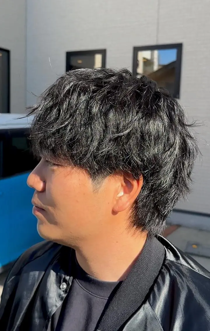 ショート メンズ パーマ マッシュウルフ マッシュ メンズウルフカット ウルフカット カット パーマ RITZ 小平颯真のヘアスタイル
