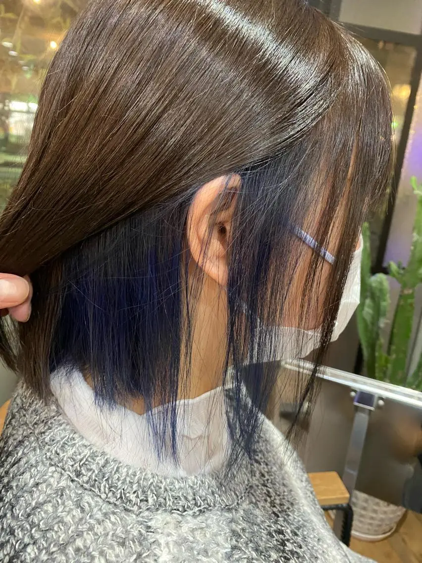 ショート カラー ブルーカラー インナーカラー ヘアカラー トリートメント 特殊カラー特化 ✂️SHIAN フジのヘアスタイル
