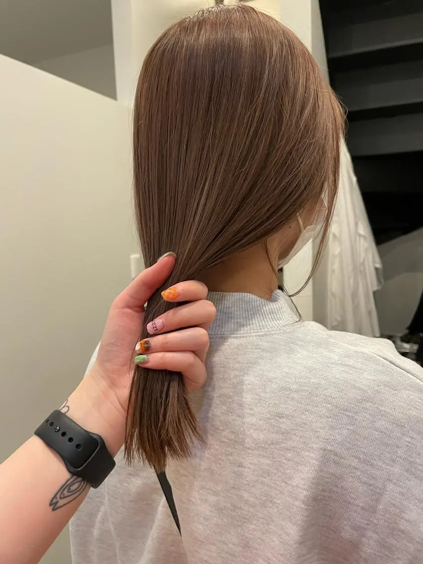 ミディアム カラー やまさきえりこ ニュアンスパーマのヘアスタイル