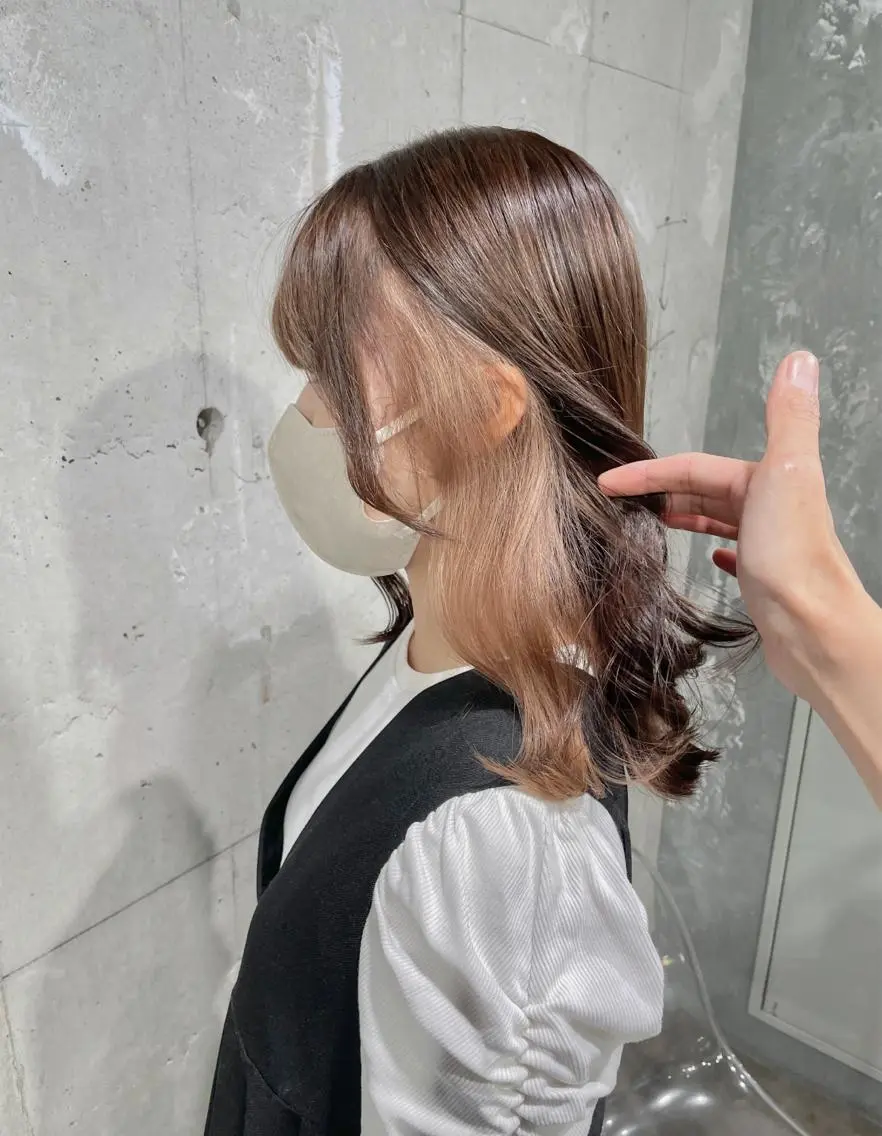 ミディアム カラー ヘアカラー トリートメント ヘッドスパ ヘアセット ベージュカラー💖 やすひろのヘアスタイル