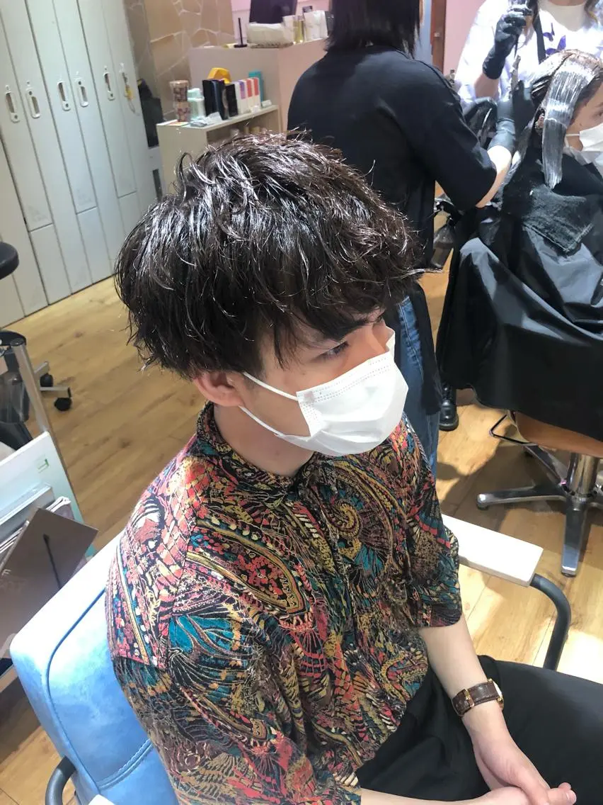 ショート メンズ 【ブリーチ無しW】 【暗髪&暖色系】圭真のヘアスタイル