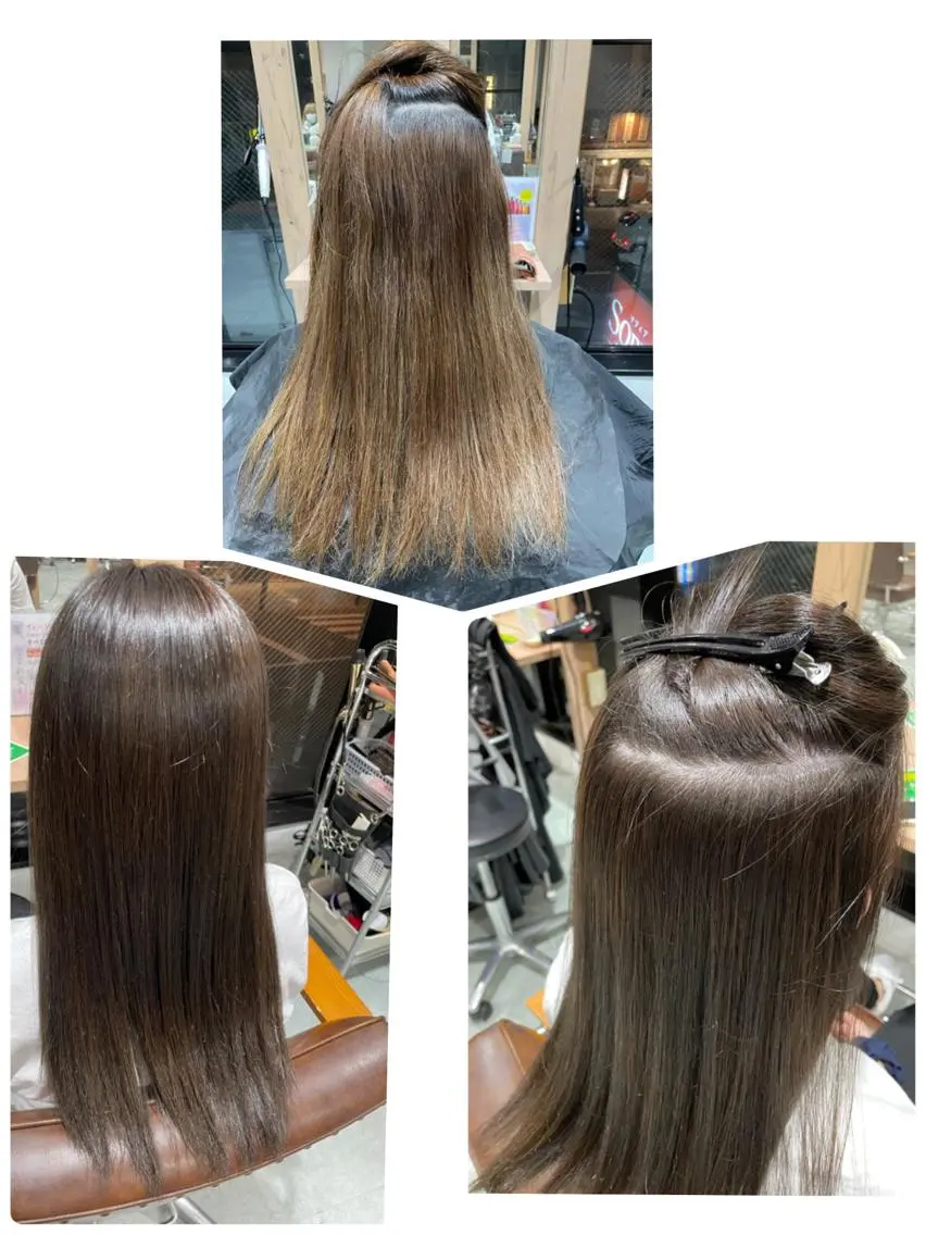 ロング カット 縮毛矯正 Rubik難波樽本 譲二のヘアスタイル