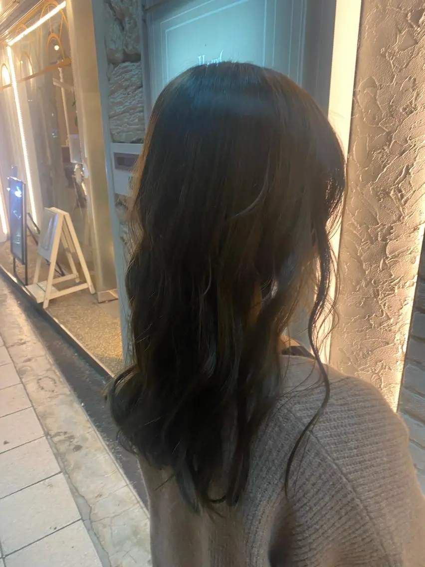 ロング カラー オレンジ お支払いは現金のみ MIZUKIのヘアスタイル