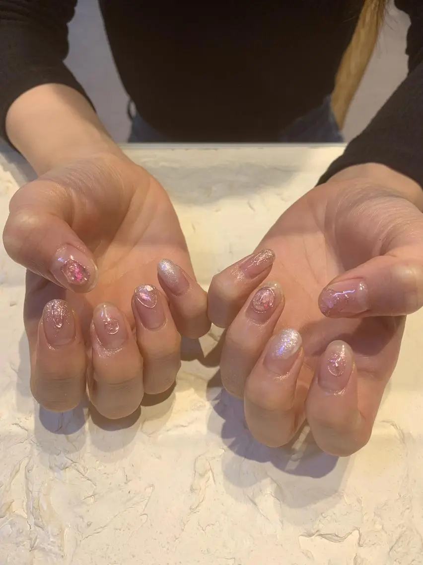 ネイル クリアネイル 春ネイル マキノ ユイのネイルデザイン