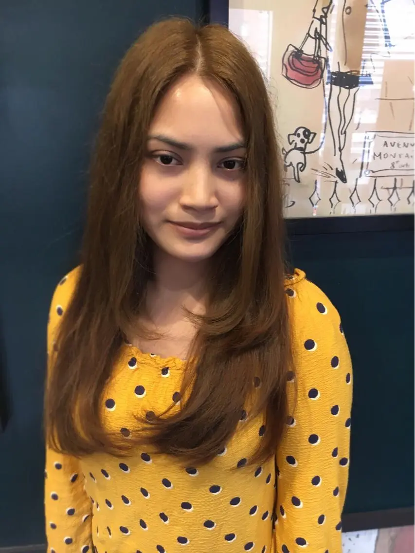 ロング カラー パーマ カット ヘアカラー トリートメント ヘッドスパ 髪質改善ハッシュフェ イスレイヤーYASUのヘアスタイル