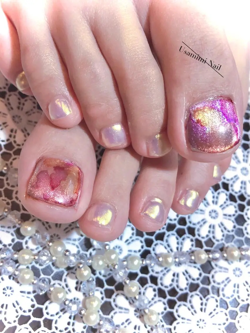 ショート ネイル フットネイル USAMiMi 🐰💕のネイルデザイン