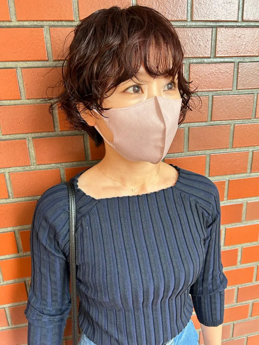 ショート カラー パーマ ブリーチ ケアブリーチ ダブルカラー ハイライトカラー イルミナカラー 中北篤志 ショートボブのヘアスタイル