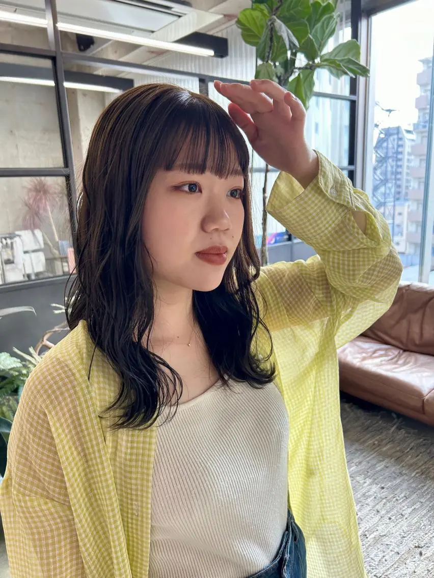 ロング カラー オリーブカラー オレンジ maho/垢抜け カラーパーマのヘアスタイル