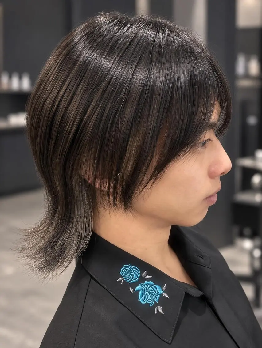 ミディアム カット 縮毛矯正 ANNAメンズカット パーマ縮毛矯正🧡のヘアスタイル