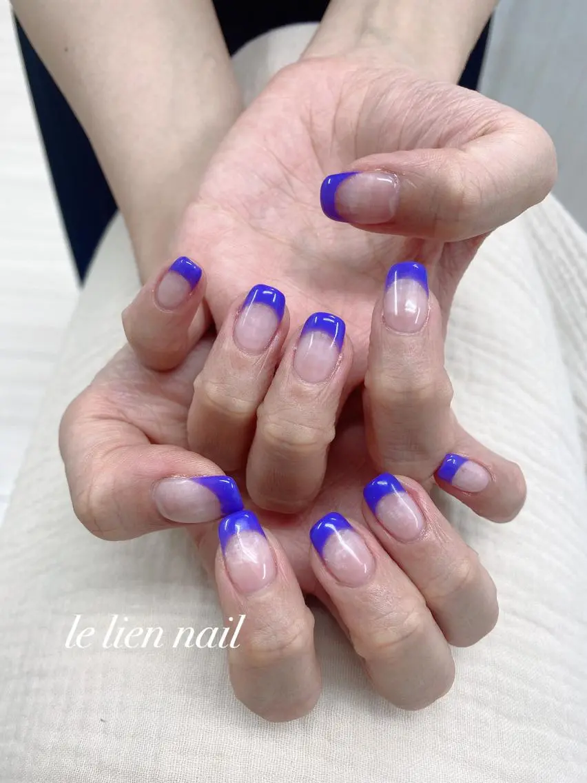 ネイル フレンチネイル パープル シンプルネイル le lien nailのネイルデザイン