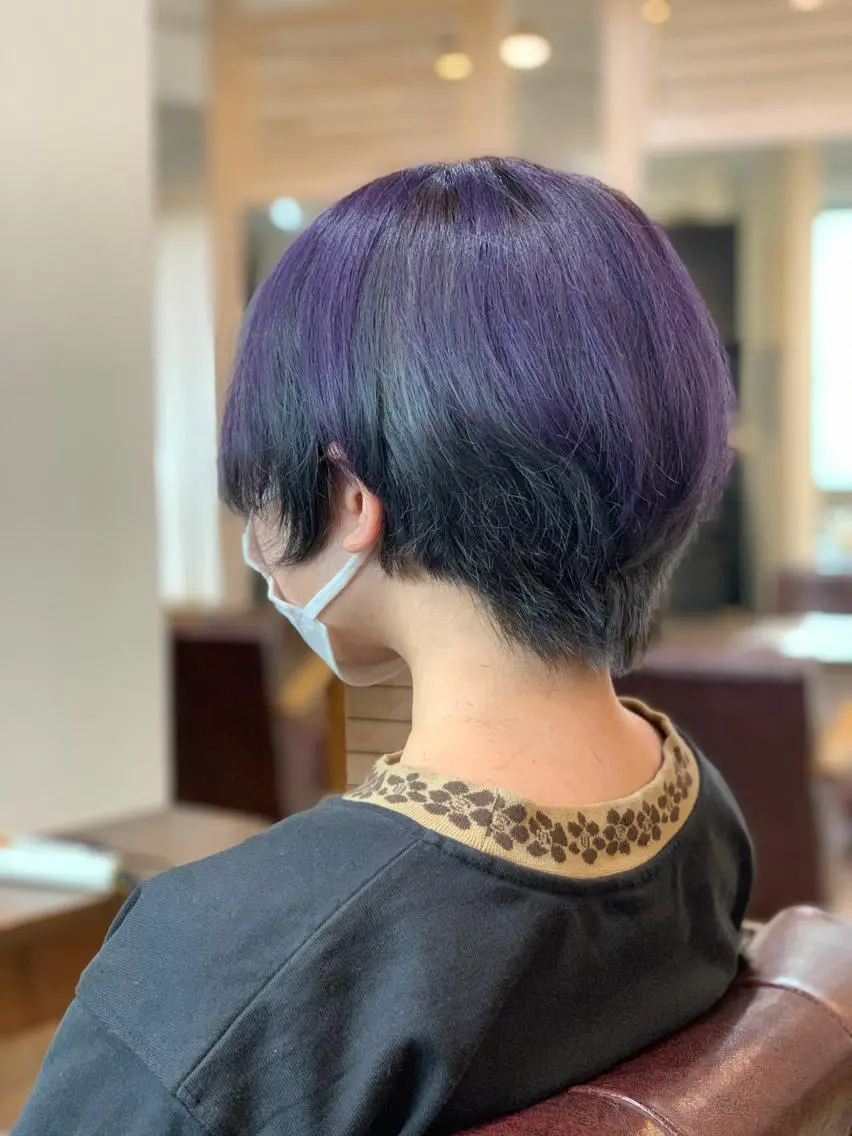 ショート カラー ブルーカラー ブルーグレー ブルーグレージュ グレージュ パープルカラー ヘアカラー メンズパーマ 髪質改善☆有馬のヘアスタイル