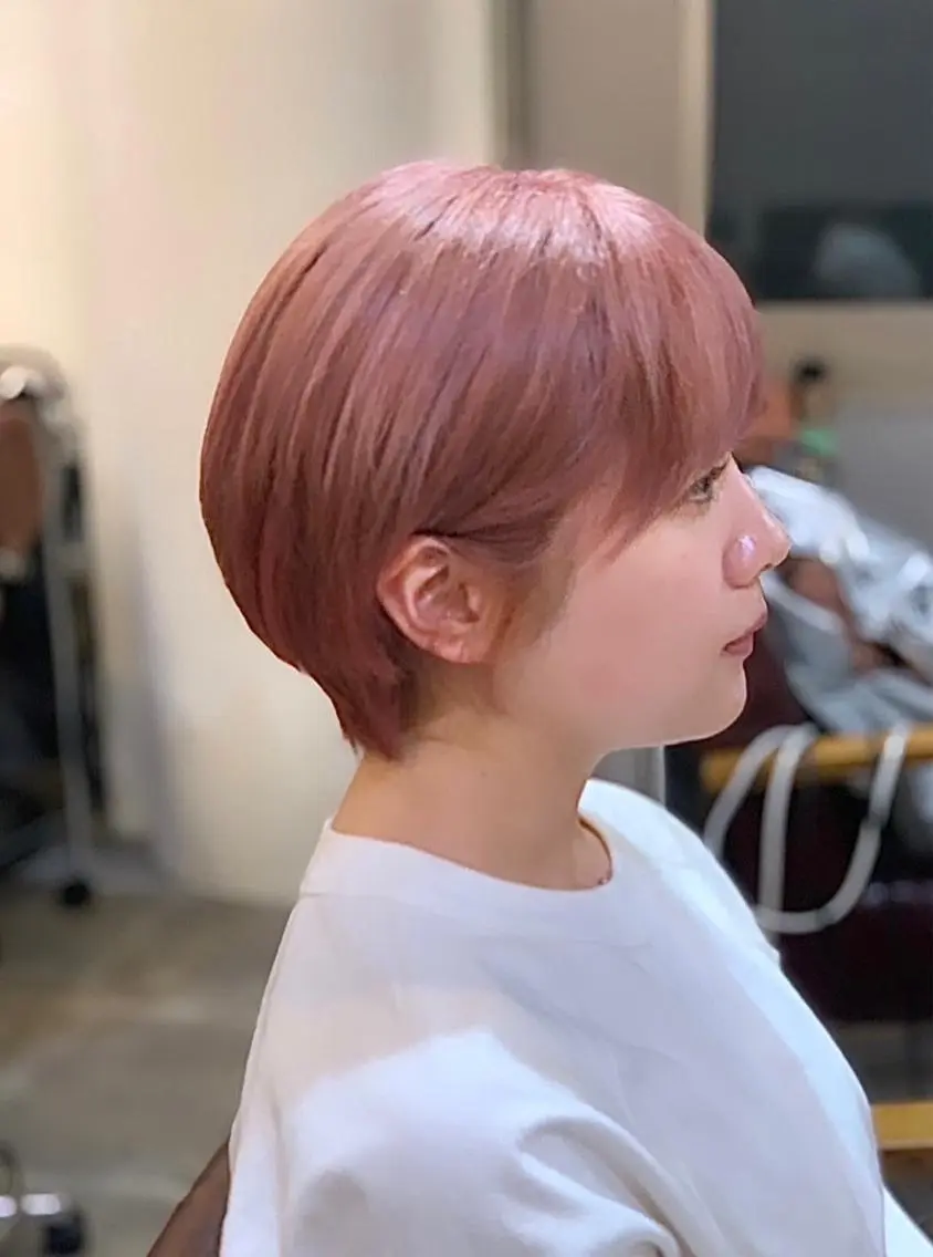 ショート カラー ベージュカラー ピンクカラー ピンクベージュ メンズパーマ 髪質改善☆有馬のヘアスタイル