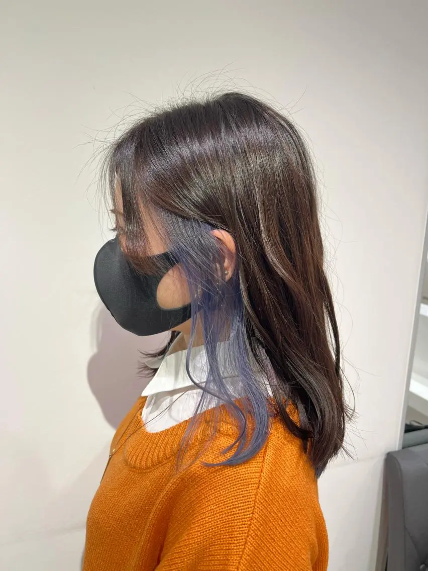 ミディアム カラー ベージュカラー ブリーチ ブルーカラー シルバー ヘアカラー トリートメント 【暖色カラー特化】 中山由梨のヘアスタイル