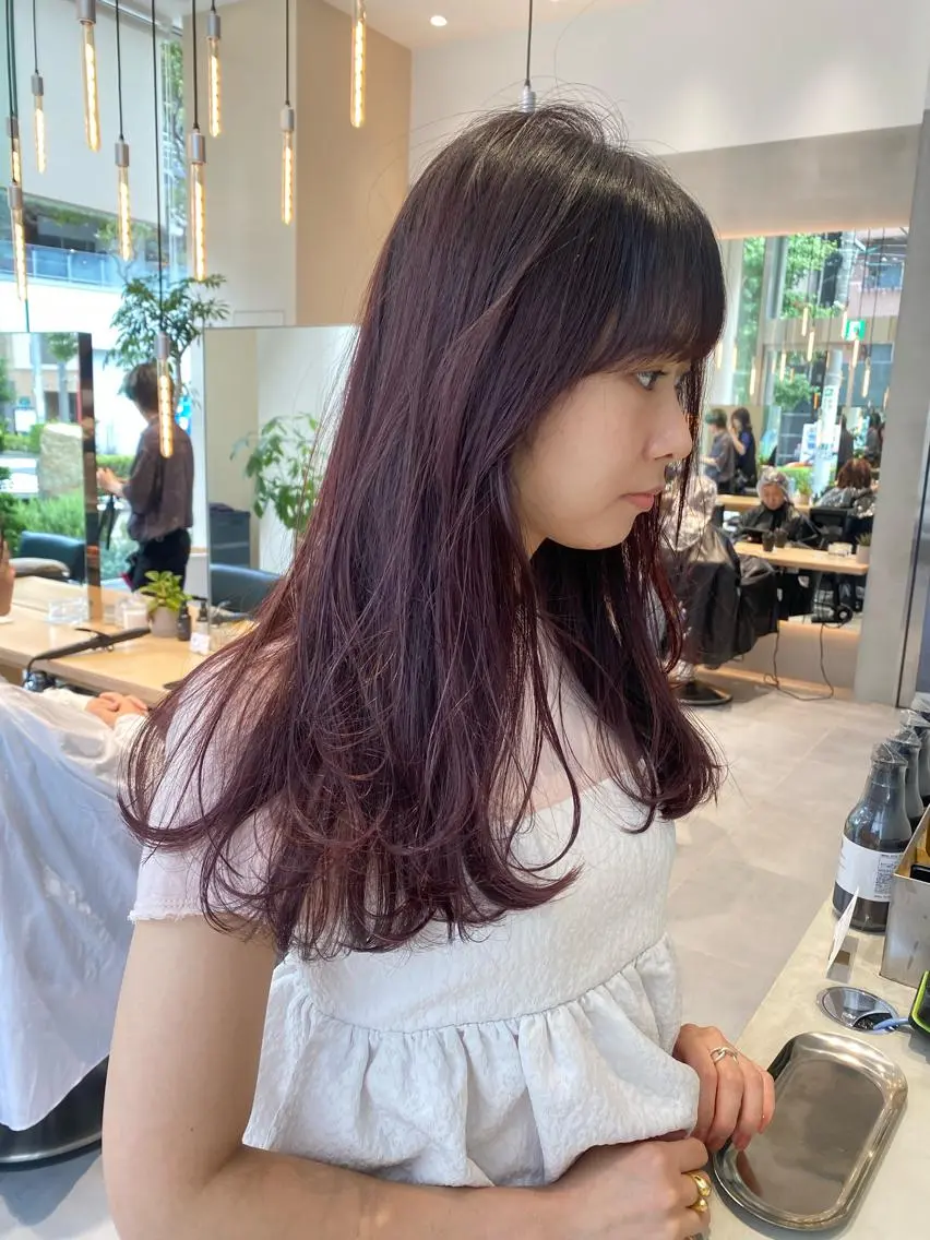 ロング ヘアカラー トリートメント ヘアセット 🎀韓国レイヤー 🇰🇷mireiのヘアスタイル
