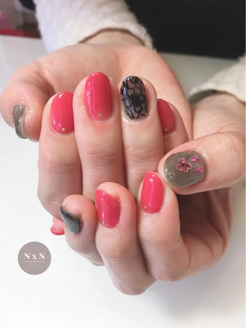 ネイル フラワーネイル ジェルネイル ぷっくりネイル nail salon N×Nのネイルデザイン