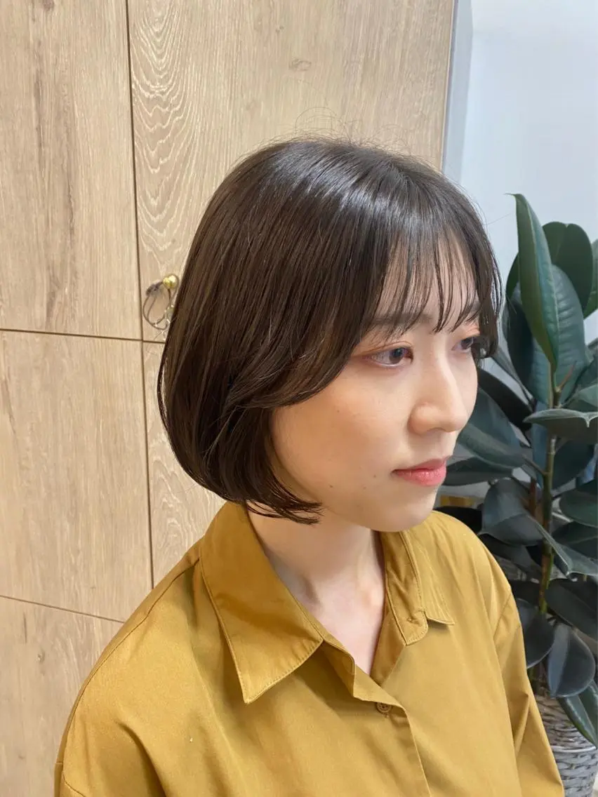 ミディアム カット ヘアカラー トリートメント sanae /透明感カラーのヘアスタイル