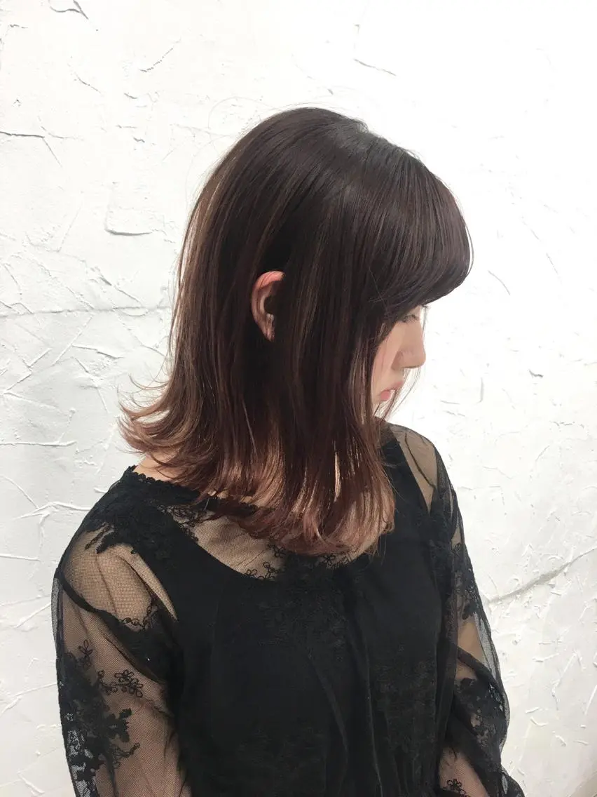 セミロング ヘアアレンジ 脱!黒髪 ダブルカラー【上野】のヘアスタイル
