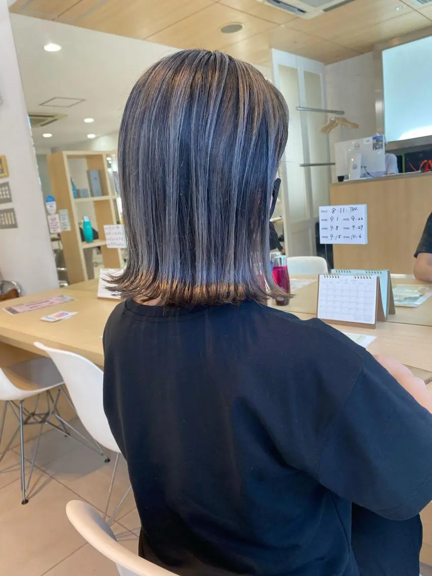 セミロング カラー バレイヤージュ レイヤーカット ハイトーン/メンズ 水野翔太のヘアスタイル