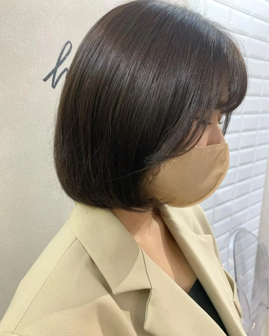 ショート カラー ダークグレー ダークグレージュ グレージュ ボブ 韓国風ヘア hubhair レイヤー/透明感のヘアスタイル
