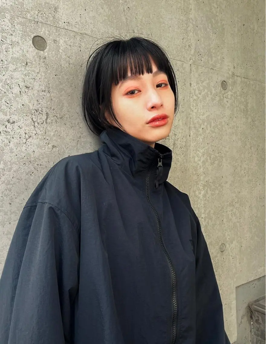 ショート ボブ オン眉 メンズカット メンズパーマのヘアスタイル