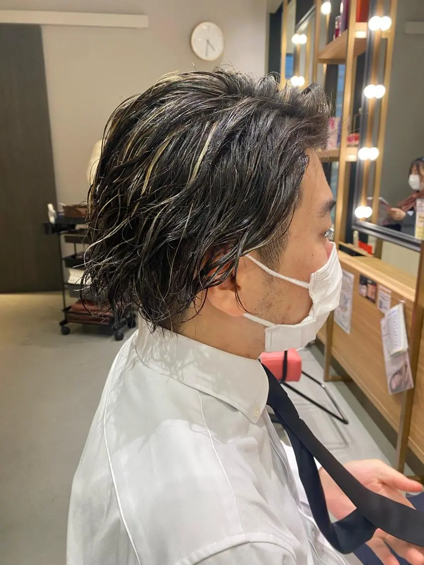 ミディアム カラー パーマ メンズ unopulir 景山 凌のヘアスタイル