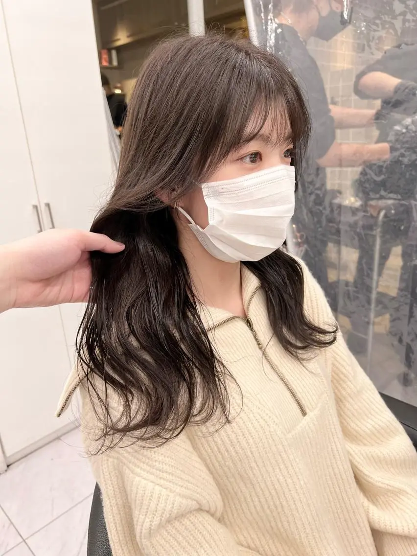ミディアム カラー パーマ ヘアアレンジ メンズ キッズ ネイル マツエク・マツパ アイブロウ 上品＆韓国風 🥀海心🥀のヘアスタイル