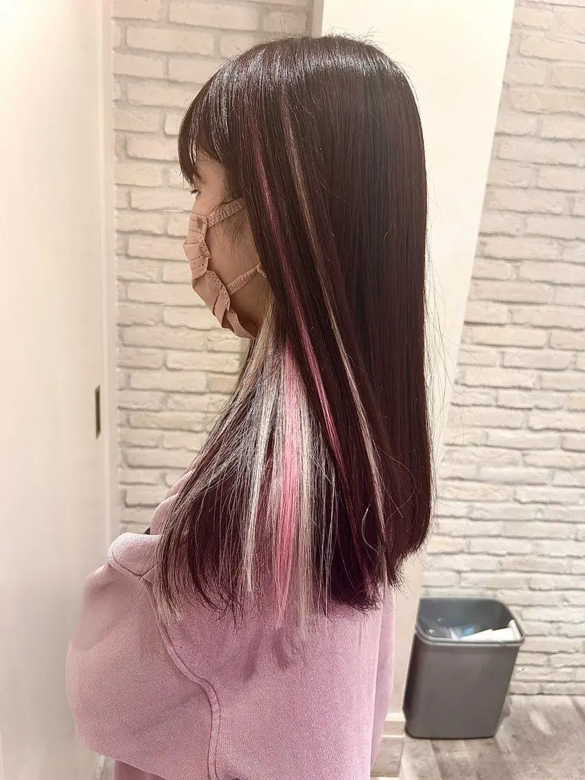 ロング カラー カット ヘアカラー エクステ ミユ🎀長さ出し 🎨デザインカラーのヘアスタイル