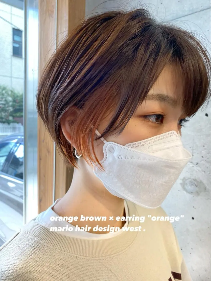 ショート カラー ハンサムショート 丸みショート ベージュカラー ブラウンカラー イヤリングカラー 竹嶌 健吾のヘアスタイル