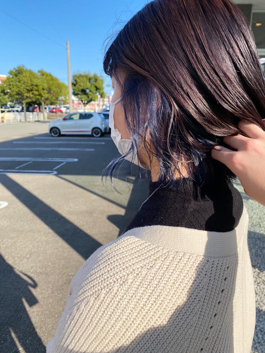 ミディアム カラー ブルーカラー インナーカラー 横地 凌のヘアスタイル