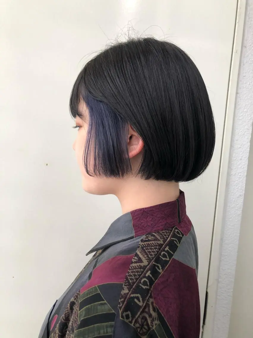 ショート カラー ヘアアレンジ ブリーチ ネイビーカラー NANA/trend style🕊🍑のヘアスタイル