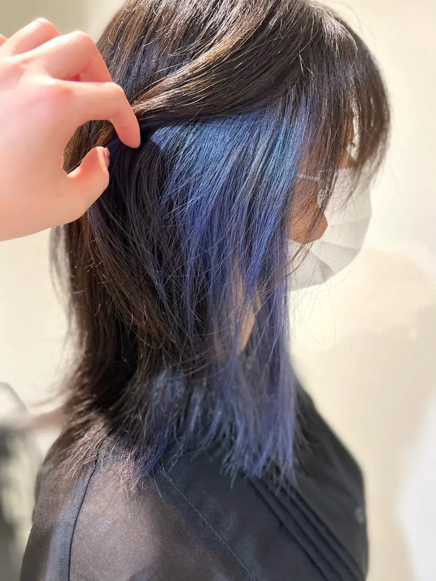 セミロング カラー ブルーカラー ブルーラベンダー ラベンダーカラー 🪽ラベンダーカラー 暗髪透明感🪽レイナのヘアスタイル