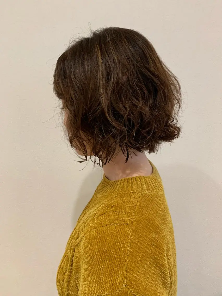 ミディアム カラー パーマ ミディアムパーマ 金村 綾芽のヘアスタイル