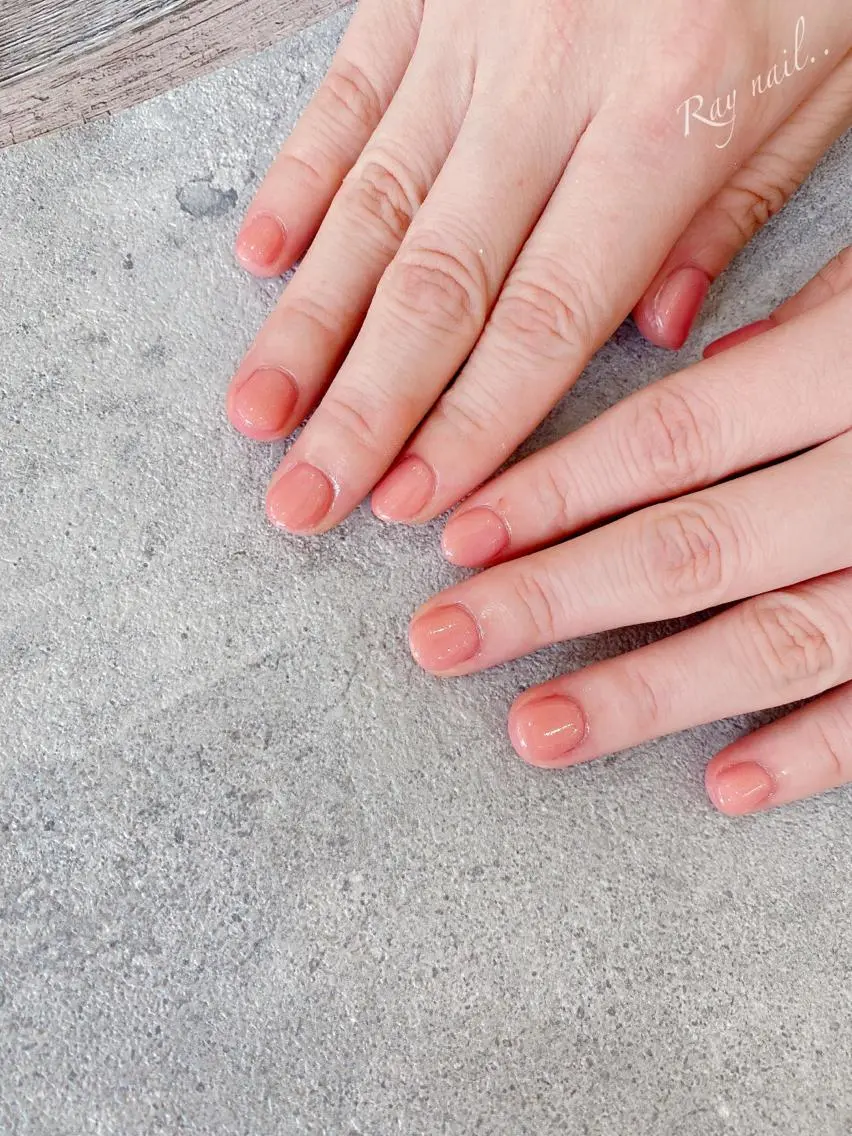 ネイル オレンジ ピンク シンプルネイル nailsalon ∞ ﾐｶﾅﾙ ∞のネイルデザイン