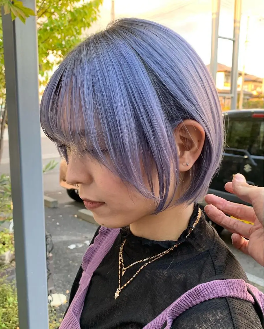 ショート カラー ハイトーンカラー ラベンダーカラー 大野 智亜里のヘアスタイル
