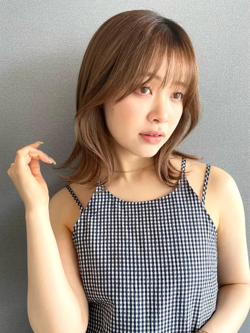 ミディアム カラー カット ヘアカラー トリートメント kitin 吉祥寺 山岸花のヘアスタイル