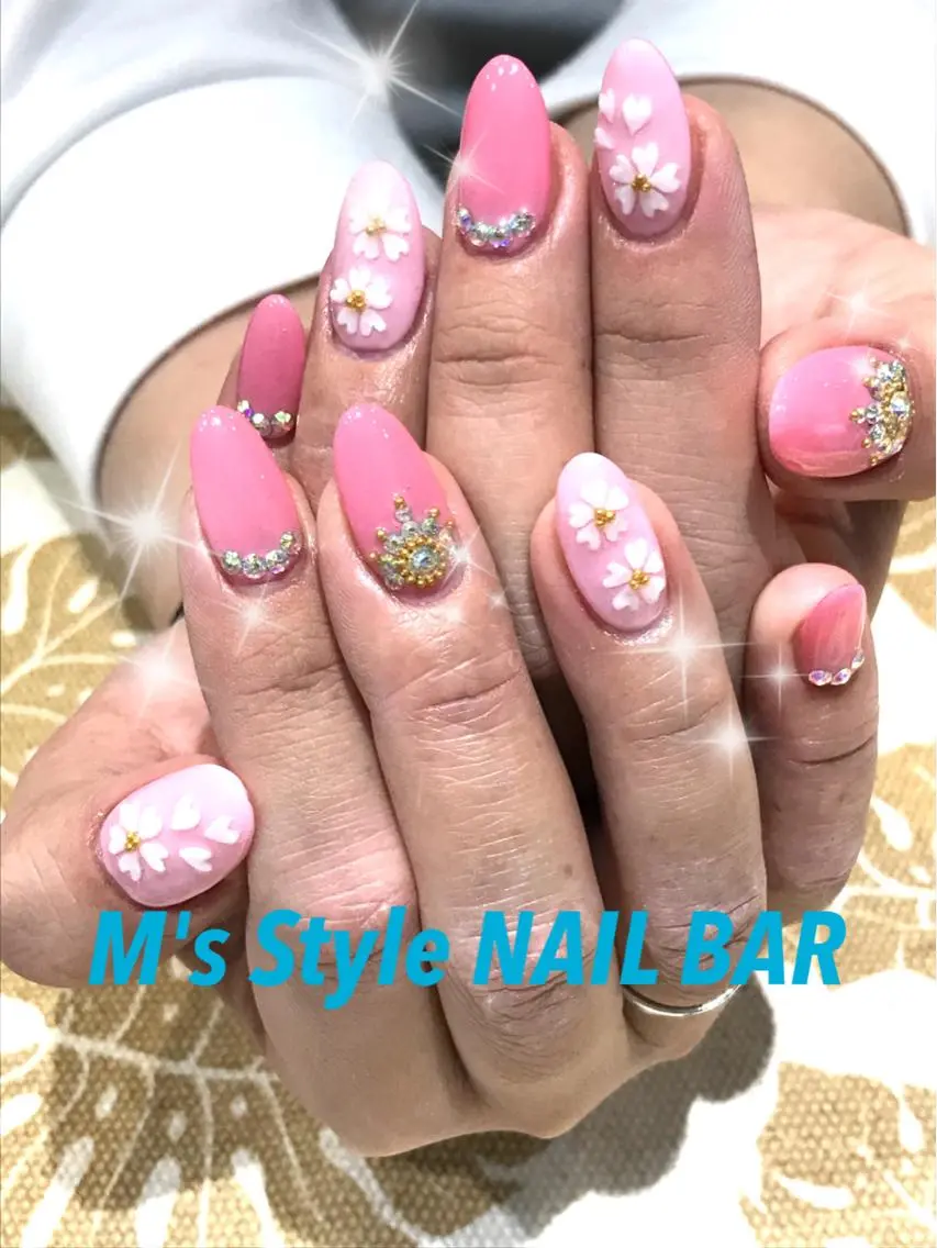 ネイル アートネイル 桜ネイル ハンドネイル M's Style NAIL BARのネイルデザイン