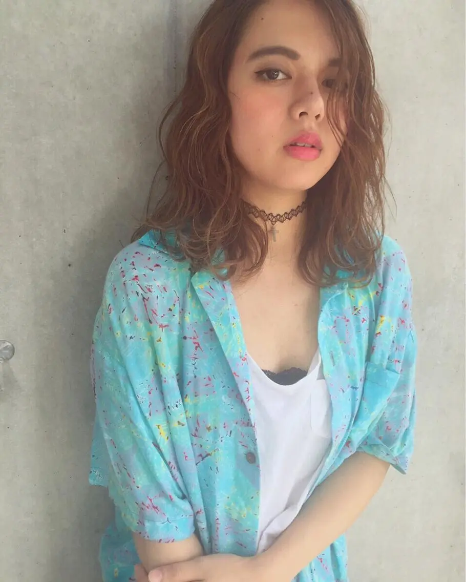 ミディアム カラー パーマ ヘアアレンジ ☔️髪質改善🉐割✨ 🐸“ever”🐸のヘアスタイル