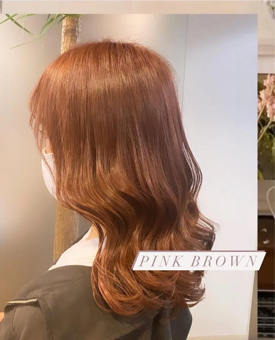 セミロング カラー ブラウンカラー ピンクカラー ピンクブラウン ブリーチなしWカラー 🎀韓国ヘア/amiのヘアスタイル