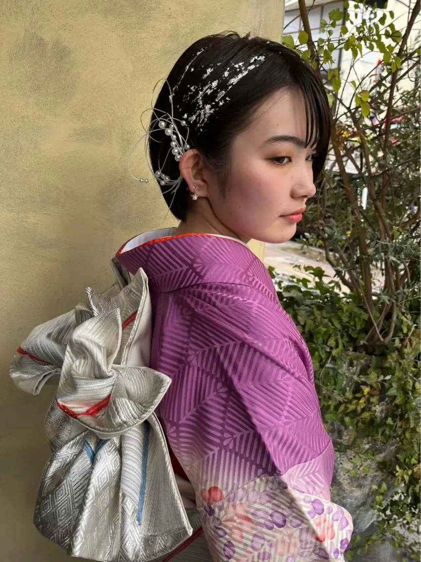 ショート ヘアアレンジ 着付け 佐藤 奈佳子 サトウ ナカコのヘアスタイル