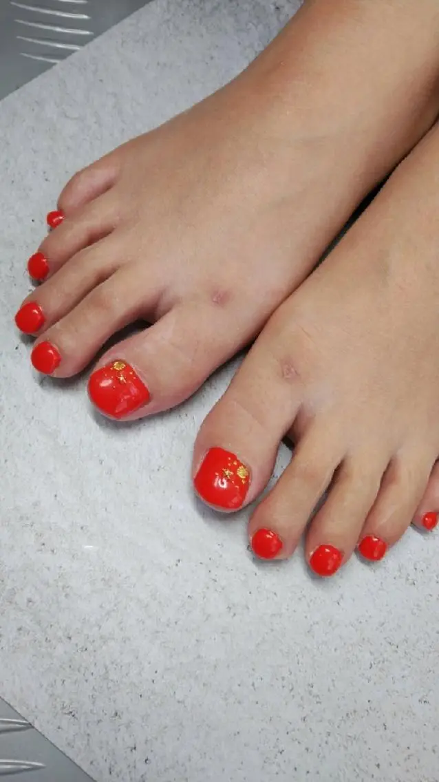 ネイル ゴールド オレンジ 夏ネイル Nail salon Yuliyのネイルデザイン