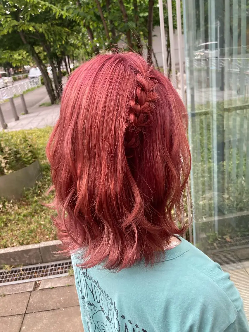 ミディアム カラー ヘアアレンジ ピンクカラー 🌟東銀座マンツーマ ン🌟タカナシのヘアスタイル