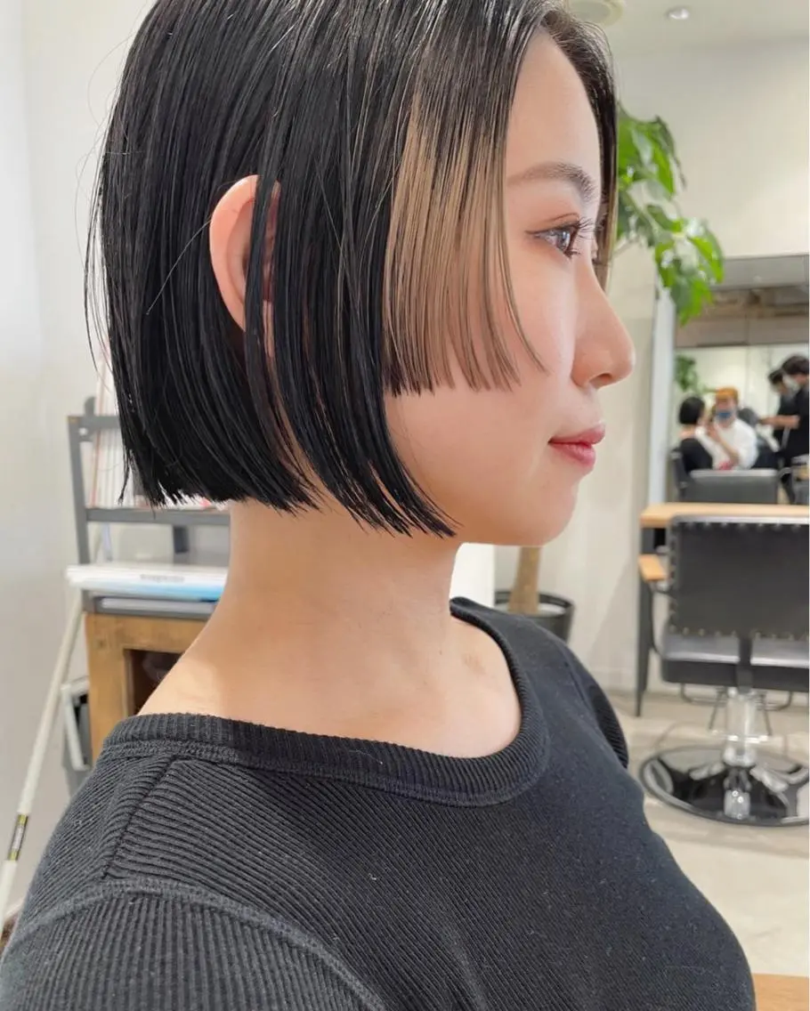 ショート カラー デザインカラー ボブ サイドバング カット ヘアカラー トリートメント 村上雅人 ナチュラルモードのヘアスタイル